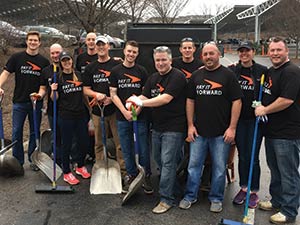 Paycor team members do community service. Corporate social responsibility is increasingly important for companies to engage employees. 