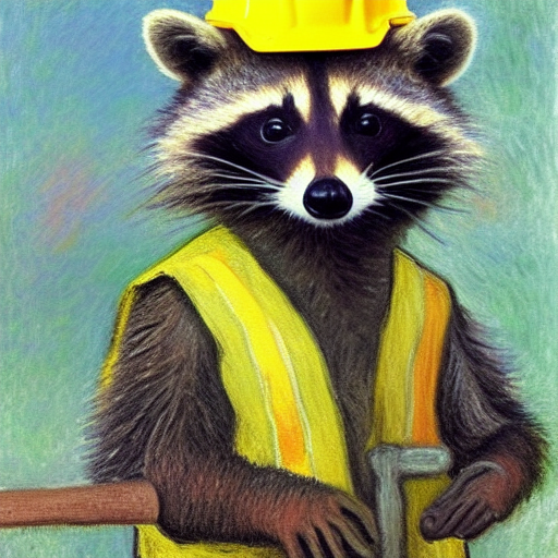 raccoon wearing a hardhat